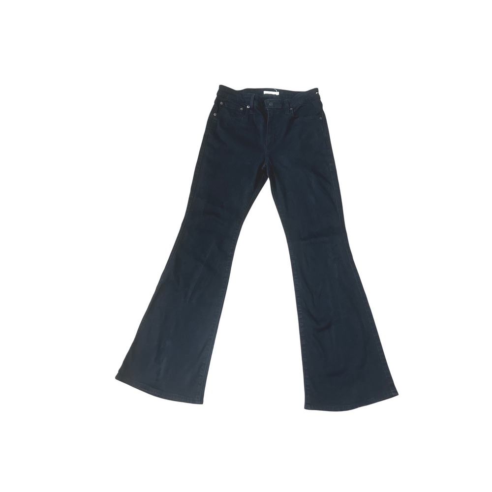 Levis 726 High Rise Flare Jeans Womens 31 Black Denim Slim Fit Retro Pants